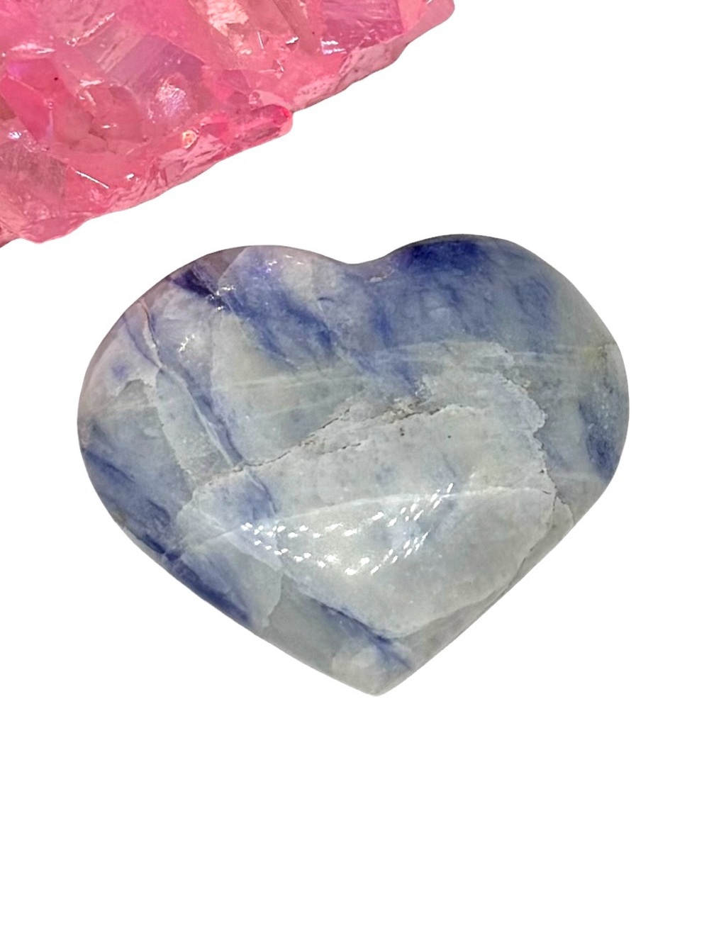Blue Calcite Heart Carved Stone Crystal Gift Decor